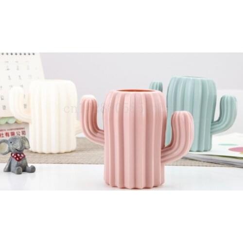 Cactus Desktop Organizer Pencil Pen Holder Container Brush Pot Stationery Office