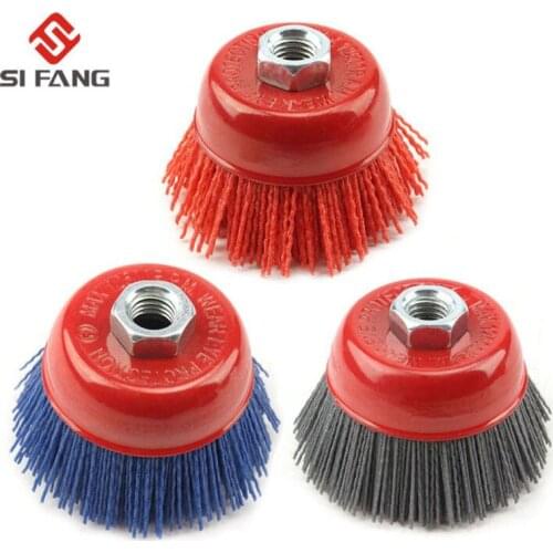 1-3pcs 100mm Cup Nylon Abrasive Brush Wheel M14 X 3inch Pile Polymer-abrasive For Angle Grinder Tool 80/120/240