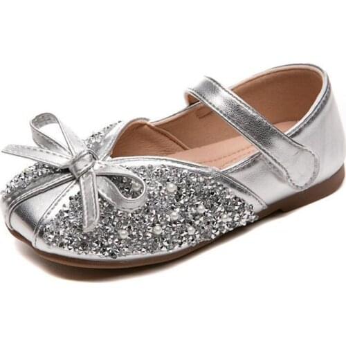 CMSOLO Leather Shoes Spring Autumn Little Baby Big Girls Princess Crystal Comfortable Leathers Shoe Flat Heels Cute Shoe Casual