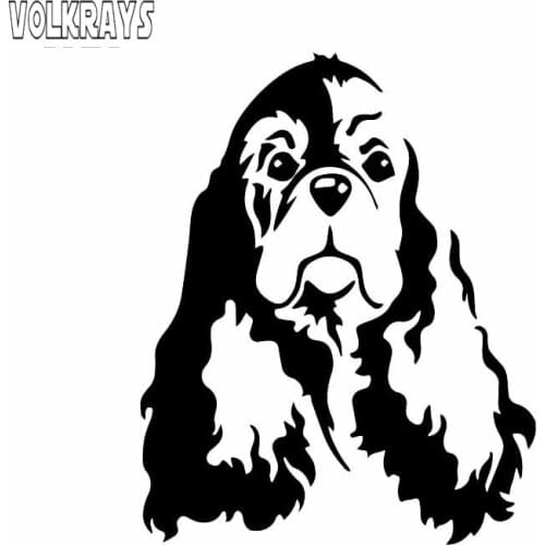 Volkrays Lovely Car Sticker Cavalier Cocker Spaniel Dog Reflective Waterproof Sunscreen Cool Vinyl Decal Black/Silver,14cm*11cm