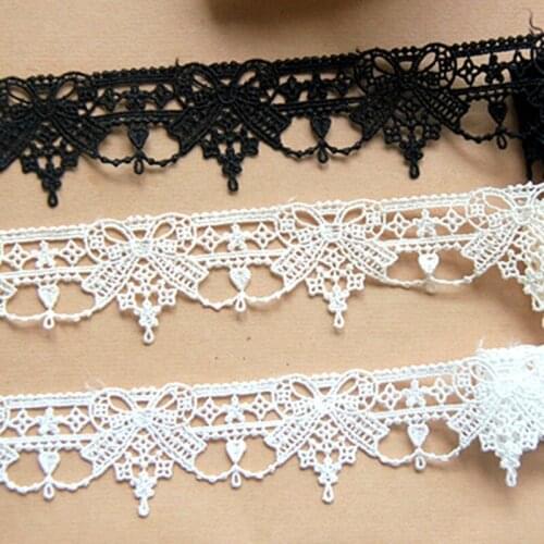 Polyester Embroiderey Lace White And Black Double Scalloped Lace Sewing Garment Accessories 3cm