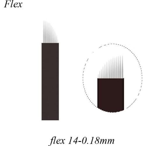 LÂMINA FLEX CHANFRADA 0,18MM Flex 14 Nano Microblading Needles 14Pins Manual Line Eyebrow Tattoo Needles Tattoo Blade