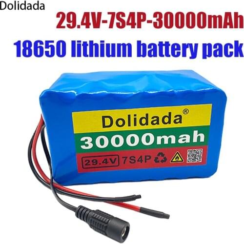 7S4P 24V li-ion battery pack 29.4v 30Ah electric bicycle motor ebike scooter 18650 lithium rechargeable batteries 30000mAh