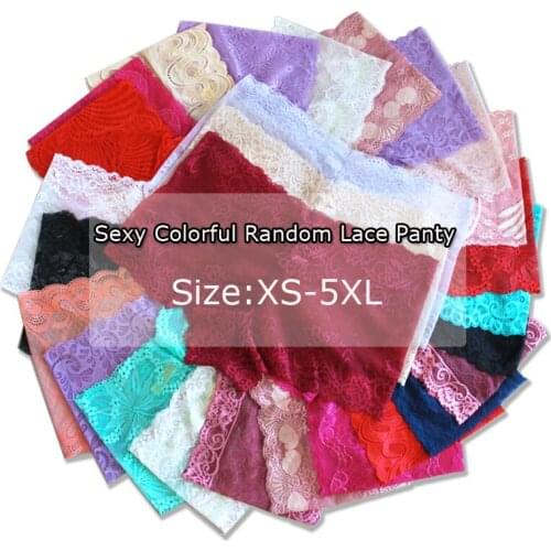 MiaoErSiDai Random Colorful Womens Lace Floral Plus Size Knickers See Through Briefs Bamboo Fiber Lingerie Underwear XS-5XL