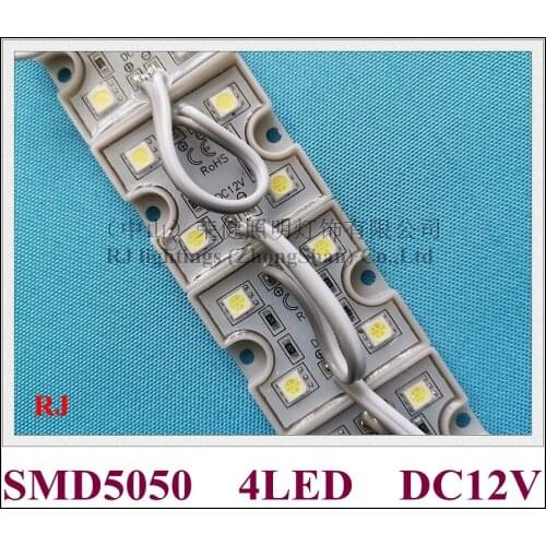 LED light module SMD 5050 LED modules waterproof LED lighting module for sign DC12V 4 led 0.96W PC crust free shipping