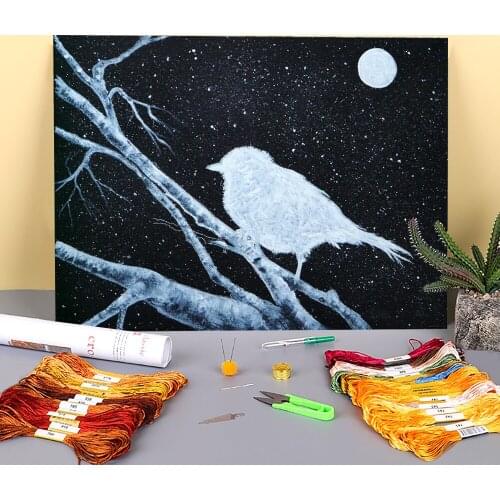 Natural Scenery The Robin Printed 11CT Cross-Stitch Full Kit Embroidery DMC Threads Handicraft Knitting Hobby Painting Needle