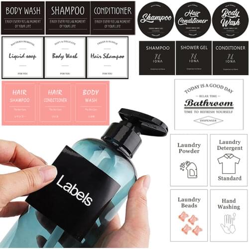 Labels Set Soap Dispenser Sticker Set Waterproof Unique Bottle Stickers Removable Shampoo Conditioner Labels