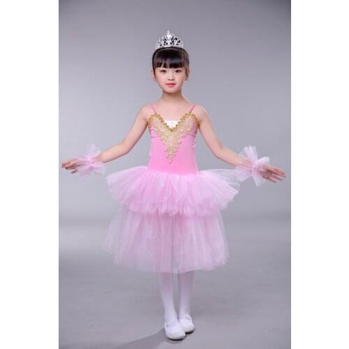 New childrens ballet skirt long gauze skirt suspenders TUTU skirt childrens pink tutu skirt