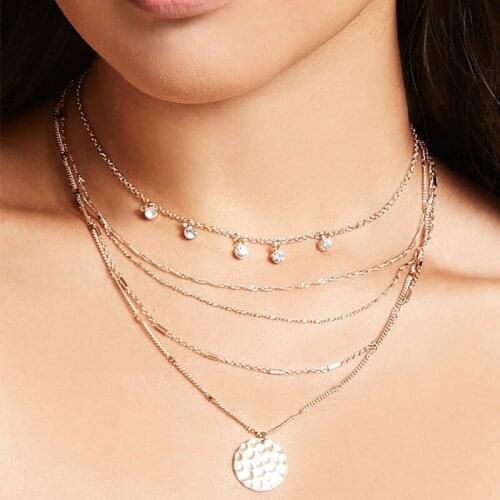 New Clavicle Chain Street Racket Ornament Layer Beaded Pendant Collar Necklace Female