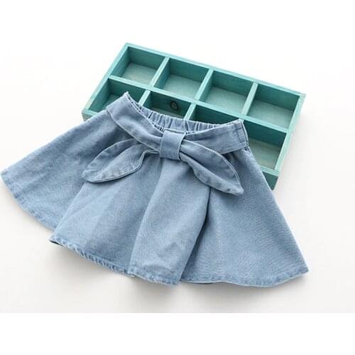New Arrival Summer Baby Girls Fashion Denim Skirts Girls Skirt With Big Bowknot Kids Summer All-match Denim Skirts
