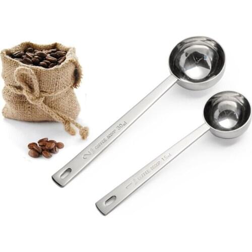 Wholesale 100PCS Stainless Steel Coffee Scoop 15ml 30ml Measuring Scoop Spoon Long Handled Metal Measure Spoon Coffee Tools GF82