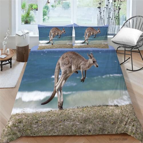 King Size Bedding Set kangaroo Creative Comfortable Duvet Cover Sea Queen Twin Full Single Double 3D Print Bed Set Seaside