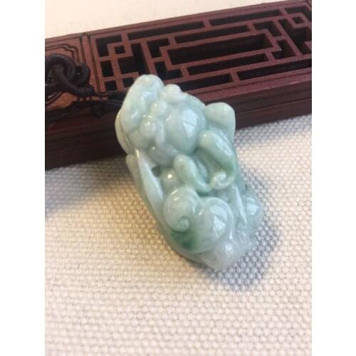 Natural Myanmar green jade pendant necklace jade hand-carved brave troops emerald necklaces jadeite jade jewelry necklace men