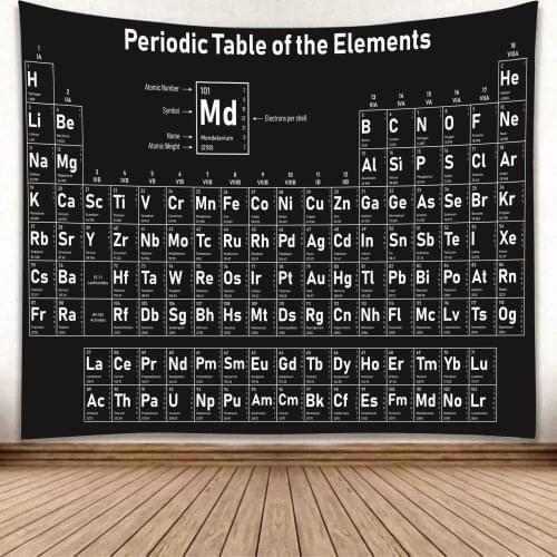 Periodic Table of Element Printed Home Mural Background Wall Tapestry Home Hanging Fabric Fashion Chemical Beach Mat Picnic Mat