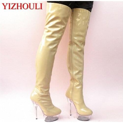 Ultra 15cm Sexy Over-The-Knee Boots Fashion Soft PU Leather Thigh High Boots Sexy Long Boots For Women