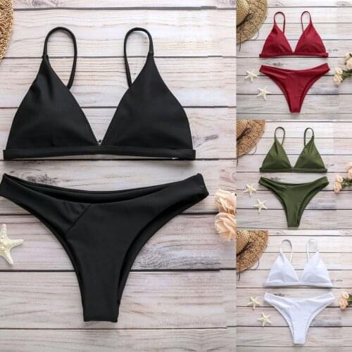 Sagac 3-point Bikini Swimsuit womens swimsuit suit show thin solid swimsuit beach wind Brazilian push up купальник женский 2021