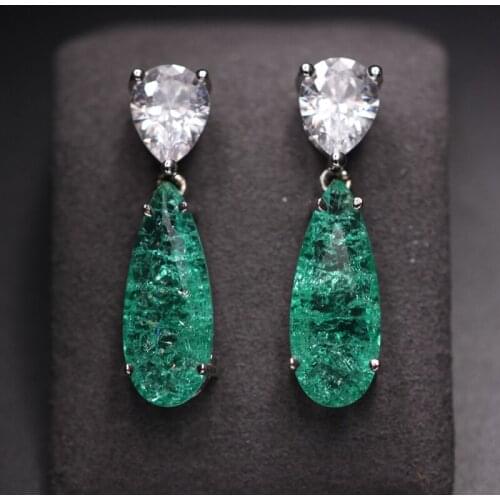 Water Drop Shape Stud Earrings nature stone with crytal glass AAA cubic zircona party earrings fashion jewelry for Mothers Day