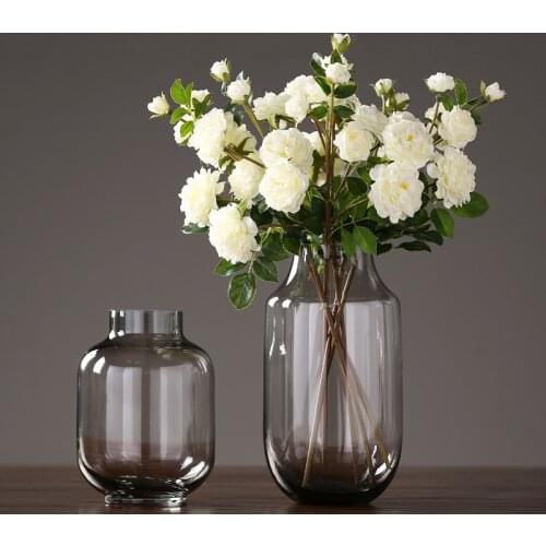 European style modern glass vase minimalist glass container pure color transparent fashion crafts home decoration