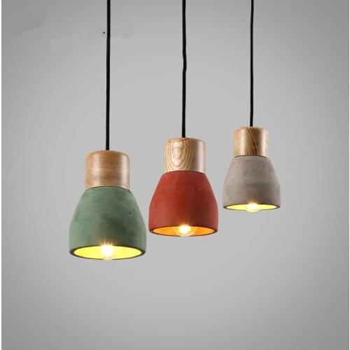 Nordic Design Modern Pendant Lamp Cement Wood Vintage Industrial Hanging Lights Fixture for Dinning Room Kitchen Lights