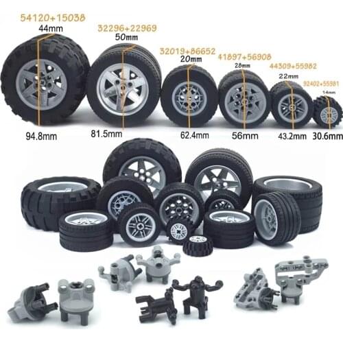 2-4pcs Technical Tire Wheel Hub DIY Bricks Car Truck Construction building blocks 32019+86652 Tech Parts 44309 92402