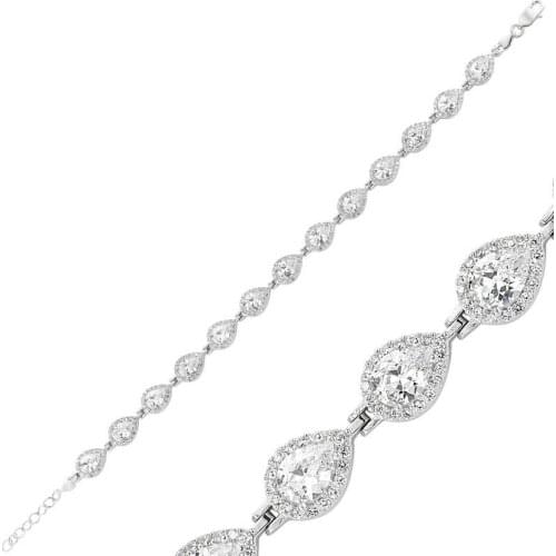 Tevuli 925 Sterling Silver White Cubic Zirconia Water Ways Women 'S Bracelet