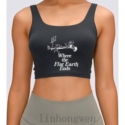 Where The Flat Earth Ends Women Tank Top Humor Spring Autumn Vintage Round Neck Interesting Design Clothes Crop Top
