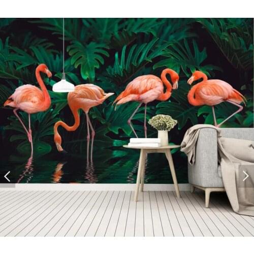 Tropical Flamingo Wallpaper Wall Mural 3D Photo Wall Paper for Living Room Bedroom TV Background Wall Covering Paper Rolls