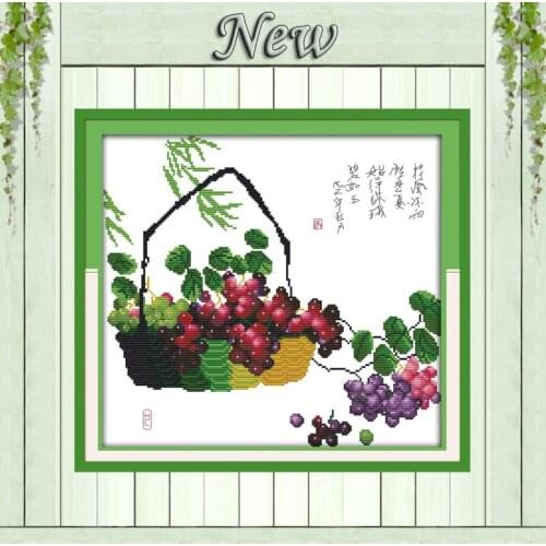 Grape Fruit vegetables home wall decor painting count print on fabric DMC 14CT 11CT Cross Stitch Needlework kits Embroidery Sets