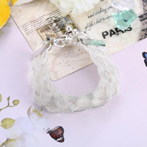 Hot 925 sterling silver Bracelet for woman Vintage Mesh chain small fresh jewelry fashion Wedding party Holiday gifts
