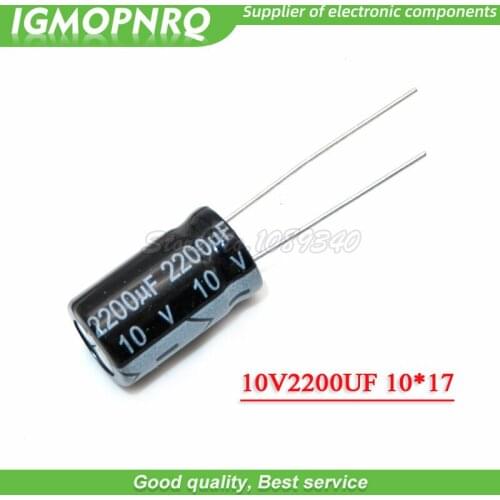10PCS 10V2200UF 10X17mm 2200UF 10V 10*17 Aluminum electrolytic capacitor