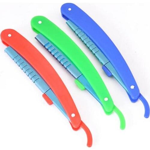 50pcs 3 in 1stainless steel shaver shaving straight razor Eyebrow shears barber thinning hairdressing hair scissors