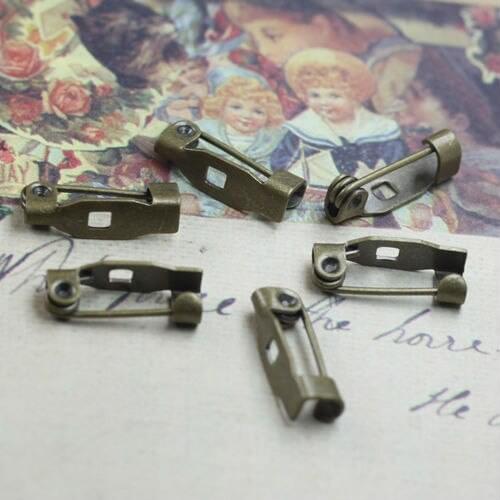 50pcs Wholesale ANTIQUE BRONZE Brass metal 14mm long Brooch Back Safety Pin/ Bar Pin Findings for DIY Brooch Jewelry Making