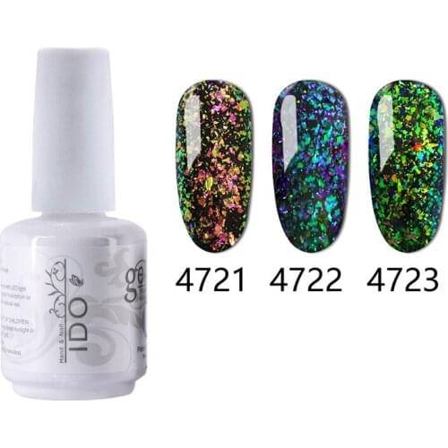 6 Pcs Set Lot ido Gelpolish Galaxy Shadow Series Newest Soak Off Gel Polish Glitter 6 Color Gel Nail Salon Top and Base Coat