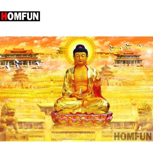 HOMFUN Full Square/Round Drill 5D DIY Diamond Painting "Religious Buddha" 3D Embroidery Cross Stitch 5D Home Decor Gift A17295