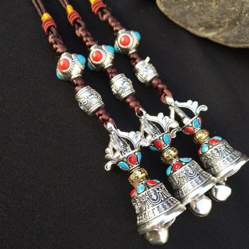 3PCS GOOD Efficacious Amulet Greco-Buddhist pocket travel CAR Auspicious Safety Vajra bell Vajra Mantra Tibet Buddha Pendant