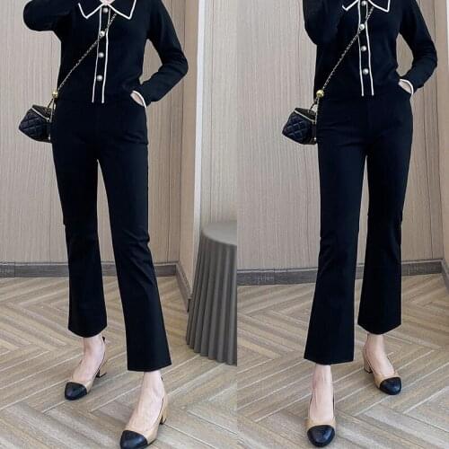 Latest Fashion Tall Young Older Women Casual High Waist Cropped Flare Capri Pants Lady Lightweight Streetwear Plus Size Trousers