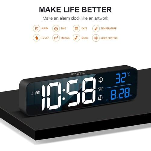 LED Digital Music Alarm Clock - Rechargeable (New) With Calendar