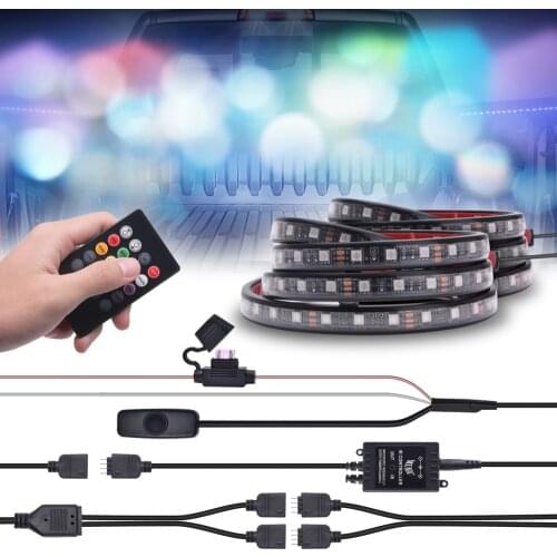 MICTUNING 2pcs 60" Car RGB LED Decorative Flexible Light Strips for Truck Pickup SUV w/ Sound-activated Wireless Remote Control