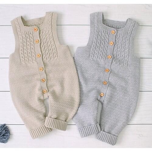 Baby Rompers Knitted Clothes Autumn Sleeveless Newborn Girl Jumpsuits Outfits Solid Children Overalls Soft Toddler Boy Playsuits