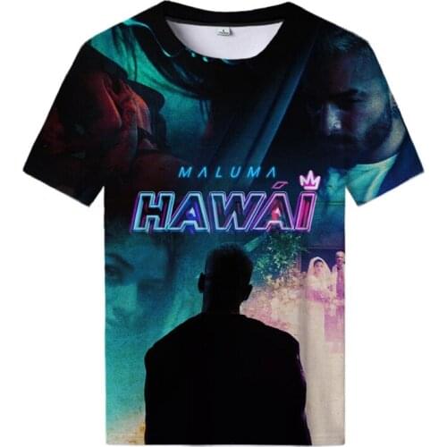 Maluma Hawai 3d Print T Shirt Maluma Tops Casual Streetwear Tees Men Hawai Logo Senpai T-shirt Cool Women All Match T-shirt