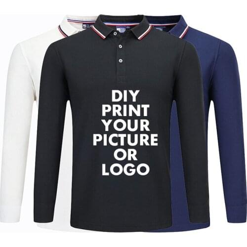 Customized Print Picture Logo Design Polo T Shirt For Men Women Long Sleeve Cotton Tops Autumn Unisex Business Leisure Poloshirt