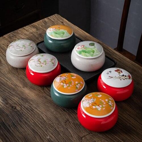 Green Tea Puer Sealed Storage Tea Box Cans Wedding Birthday Gift for Friend Chinese Style Floral Tea Caddy Household