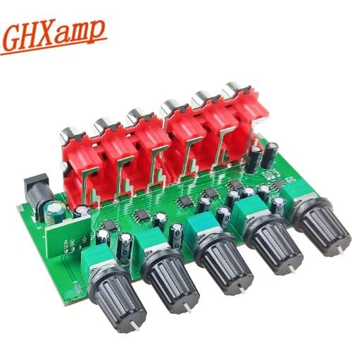 GHXAMP Audio Distributor Stereo Audio RCA Amplifier Distributor (1Input 5 Output) NJM4580 Dual Op-amp For Active Speaker DC5-16V