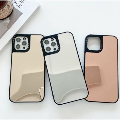 INS Solid Color Luxury Plating Mirror Phone Case For iPhone 12 Pro Max 12Pro 11 Pro XS Max X XR SE 2020 7 8 Plus Soft Hard Cover