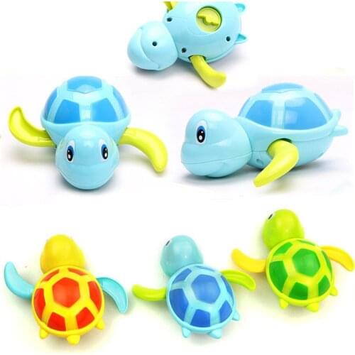 Classic Bath Toy Newborn Baby Cartoon Animal Tortoise Infant Swim Turtle Chain Clockwork Toys Educational Kid Toys
