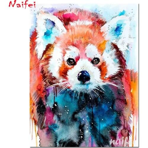 Colorful Animal Raccoon 5D DIY Diamond Painting red panda Full Square round stone 3D Rhinestone Embroidery Mosaic Wall Decor