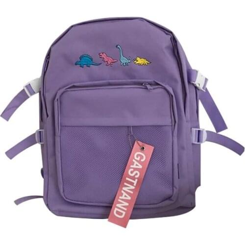 Summer New Design Cartoon Embroidery Shoulder Bag Preppy Style Large Capacity Travel Bag Womens Canvas Laptop Bag Backpack