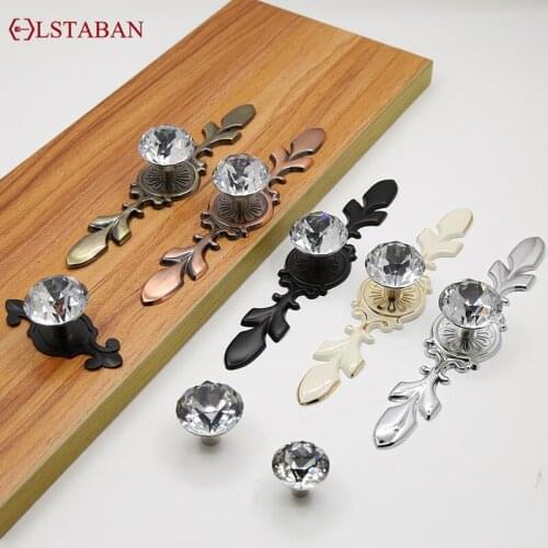 LSTABAN Modern Minimalist Cupboard Wardrobe Drawer Cabinet Ivory White Black Crystal Single Hole Zinc Alloy Thickened Pulls