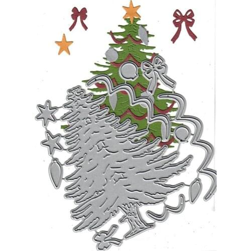 Metal Cutting Dies for 2021 New Scrapbooking Christmas Tree Frame Edge No Stamps Crafts Background Cutter Paper Cardmaking