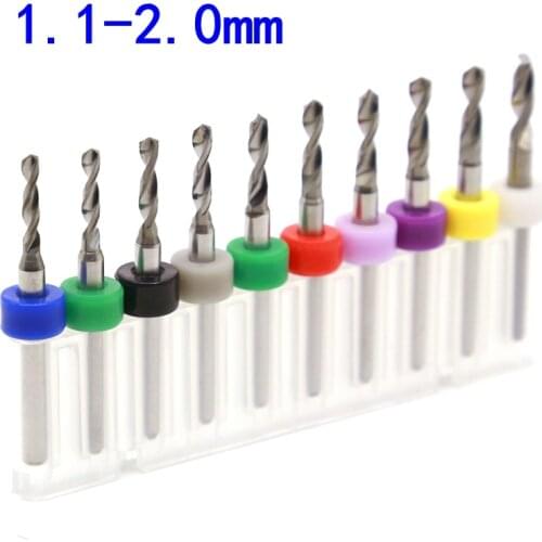 Metal drill bit 1.1-2.0mm pcb exercise cnc router bit wood drilling tungsten carbide mini hand drill 10pcs engraving Drill set